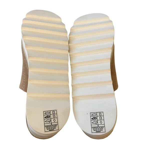 Free People Santorini Sand Tan Suede Slip On Platform Mule Shoes Sz 7.5 NEW - Picture 7 of 8